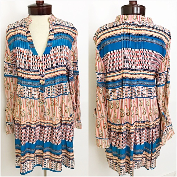 Boho Flowy Paisley Tunic Dress L/XL - Picture 5 of 6